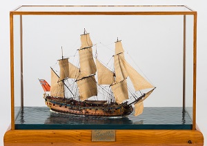 a waterline model of the 20 -gun sixth-rate frigate hms tartar (1734) modelled by donald mcnarry frsa